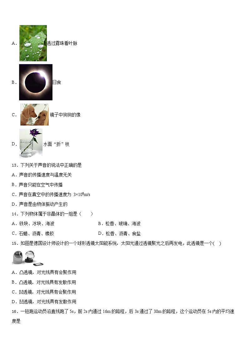 2023-2024学年湖北省咸宁市第六初级中学八上物理期末综合测试试题含答案03