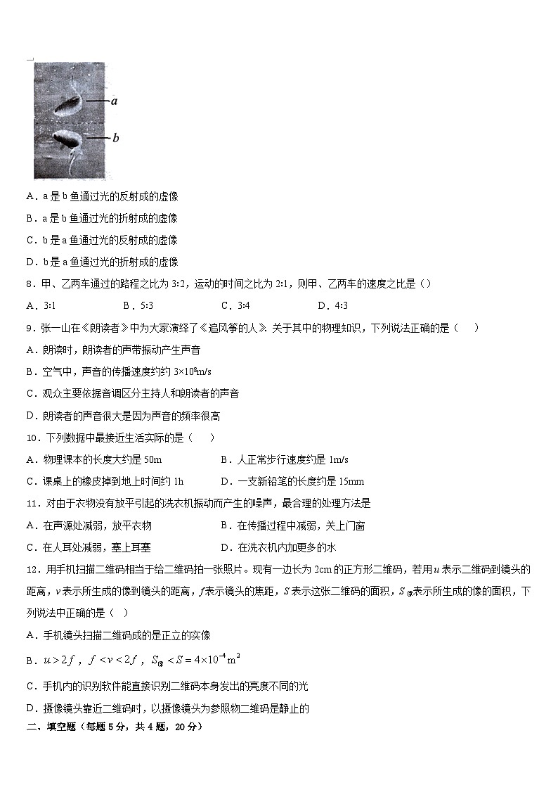 2023-2024学年湖北省孝感汉川市物理八年级第一学期期末教学质量检测模拟试题含答案第3页