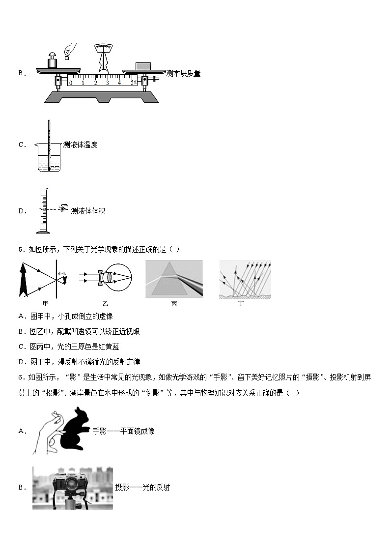 2023-2024学年湖北省黄冈市季黄梅县物理八上期末联考模拟试题含答案第2页