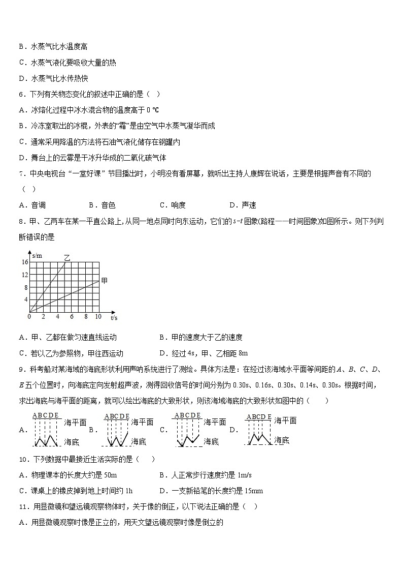 2023-2024学年湖北省荆州市名校物理八年级第一学期期末监测模拟试题含答案02