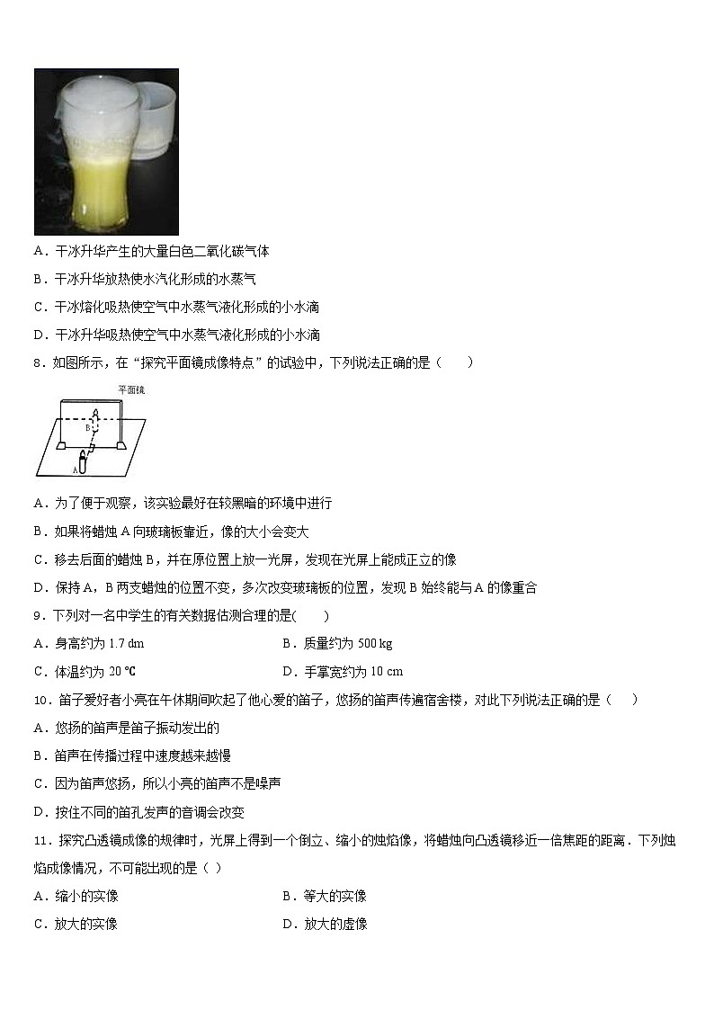2023-2024学年湖北省随州市曾都区实验中学物理八年级第一学期期末达标检测模拟试题含答案03