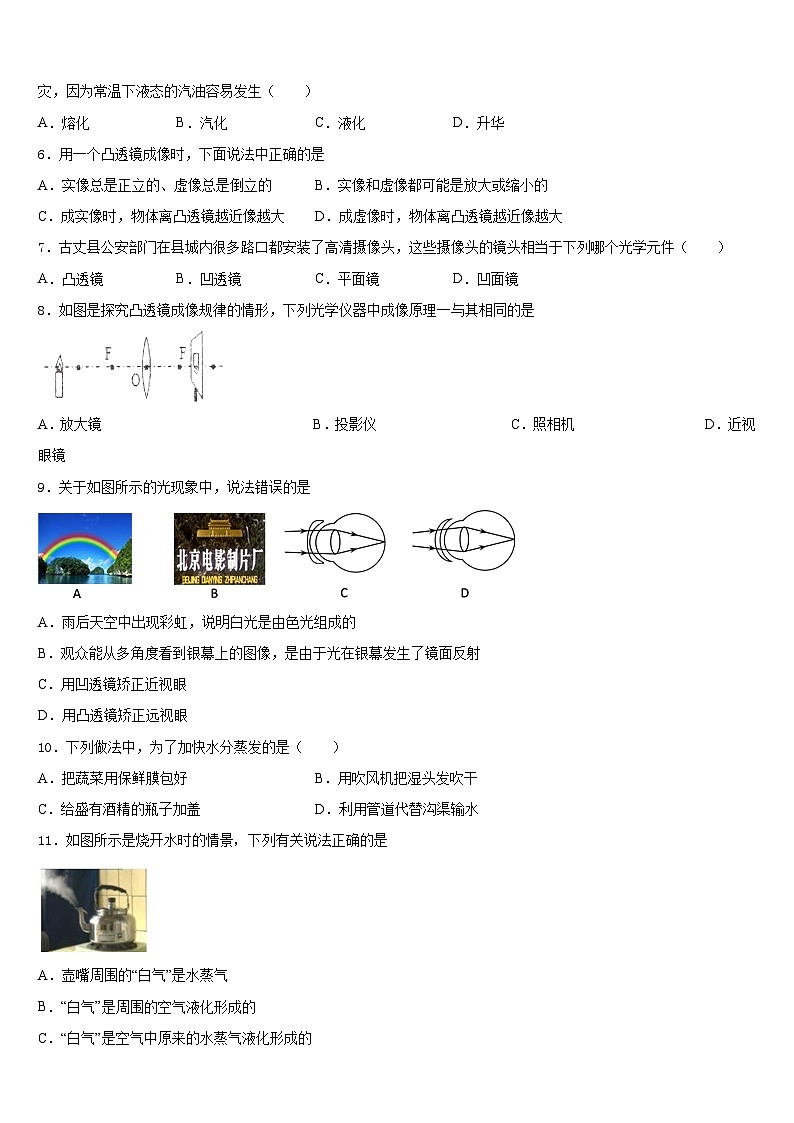 2023-2024学年湖北省通城市隽水镇南门中学八上物理期末预测试题含答案第2页