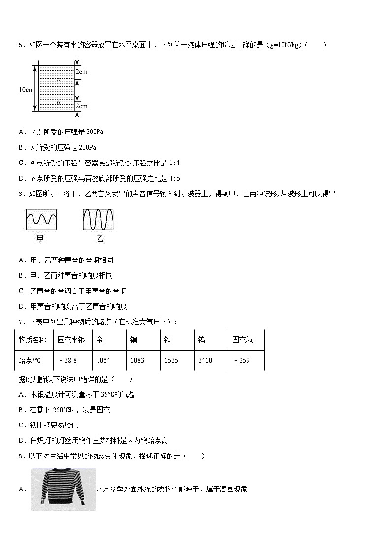 2023-2024学年湖北省武汉黄陂区六校联考八上物理期末教学质量检测模拟试题含答案第2页