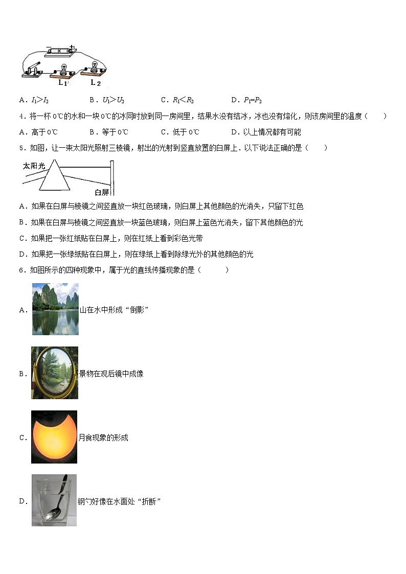 2023-2024学年湖北省武汉洪山区五校联考八年级物理第一学期期末教学质量检测试题含答案02