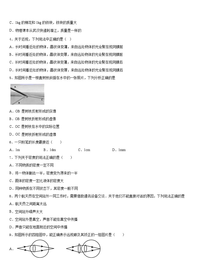 2023-2024学年湖北省黄冈市麻城市顺河镇八年级物理第一学期期末统考模拟试题含答案第2页