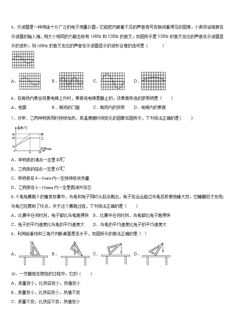 2023-2024学年湖北省黄石市第八中学物理八年级第一学期期末复习检测模拟试题含答案第2页