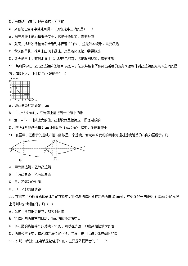 2023-2024学年湖北省黄石市富池片区物理八上期末监测试题含答案第3页