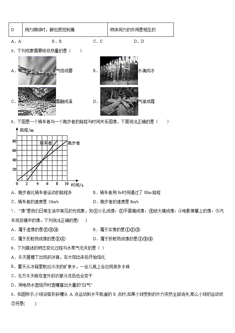 2023-2024学年湖南省怀化市中学方县八上物理期末教学质量检测试题含答案02