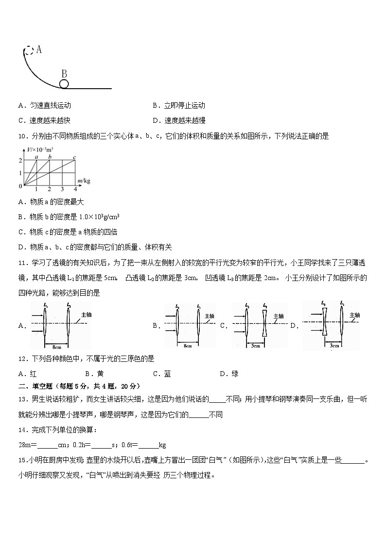 2023-2024学年湖南省怀化市中学方县八上物理期末教学质量检测试题含答案03