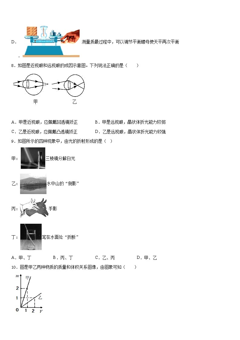 2023-2024学年湖南省怀化市中学方县物理八年级第一学期期末监测模拟试题含答案03