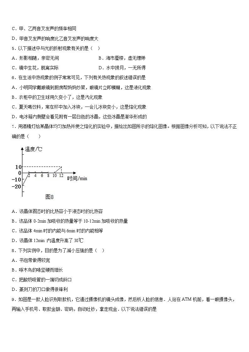 2023-2024学年湖南省汨罗市沙溪中学物理八年级第一学期期末统考试题含答案02