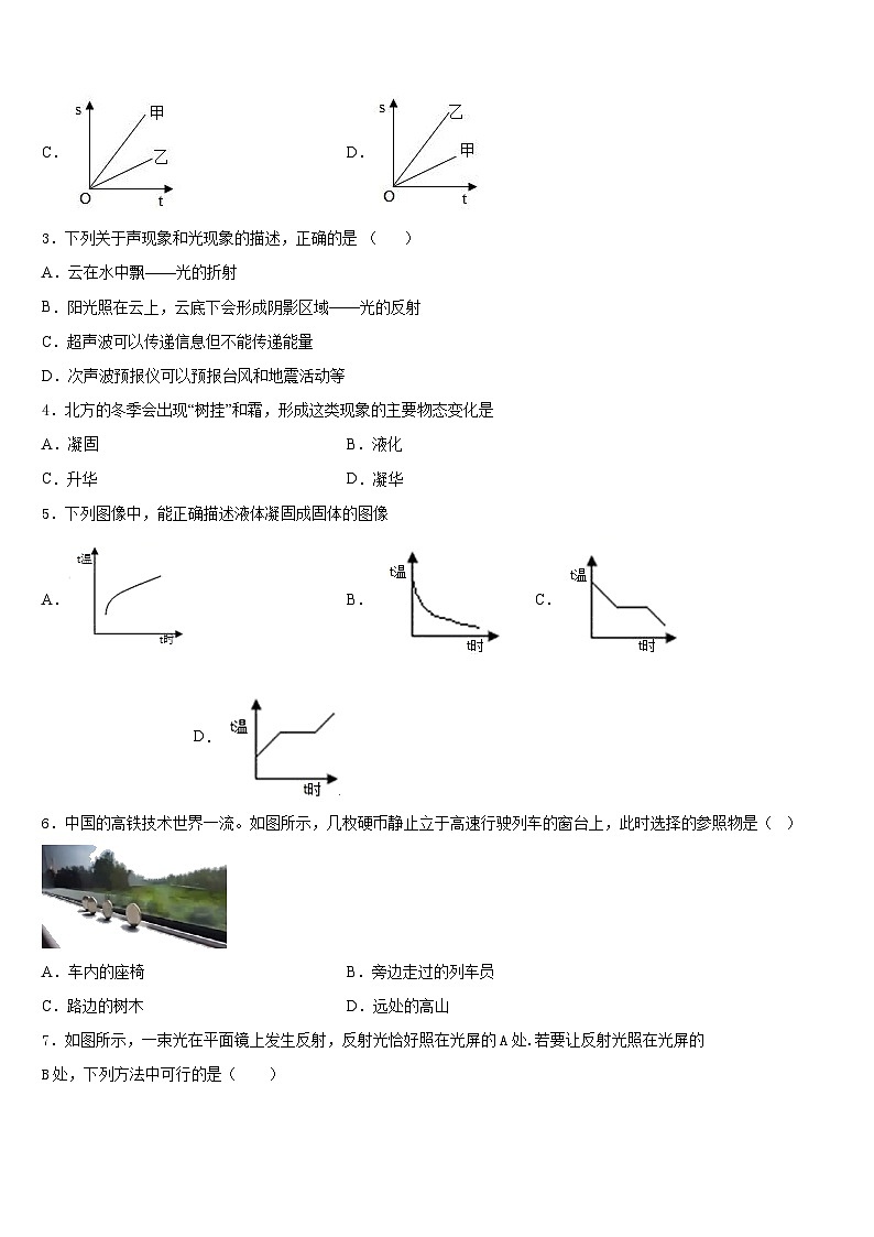 2023-2024学年湖南省师大附中博才实验中学八上物理期末质量检测模拟试题含答案02