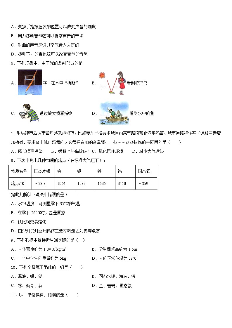 2023-2024学年湖南省岳阳市八年级物理第一学期期末达标检测模拟试题含答案第2页