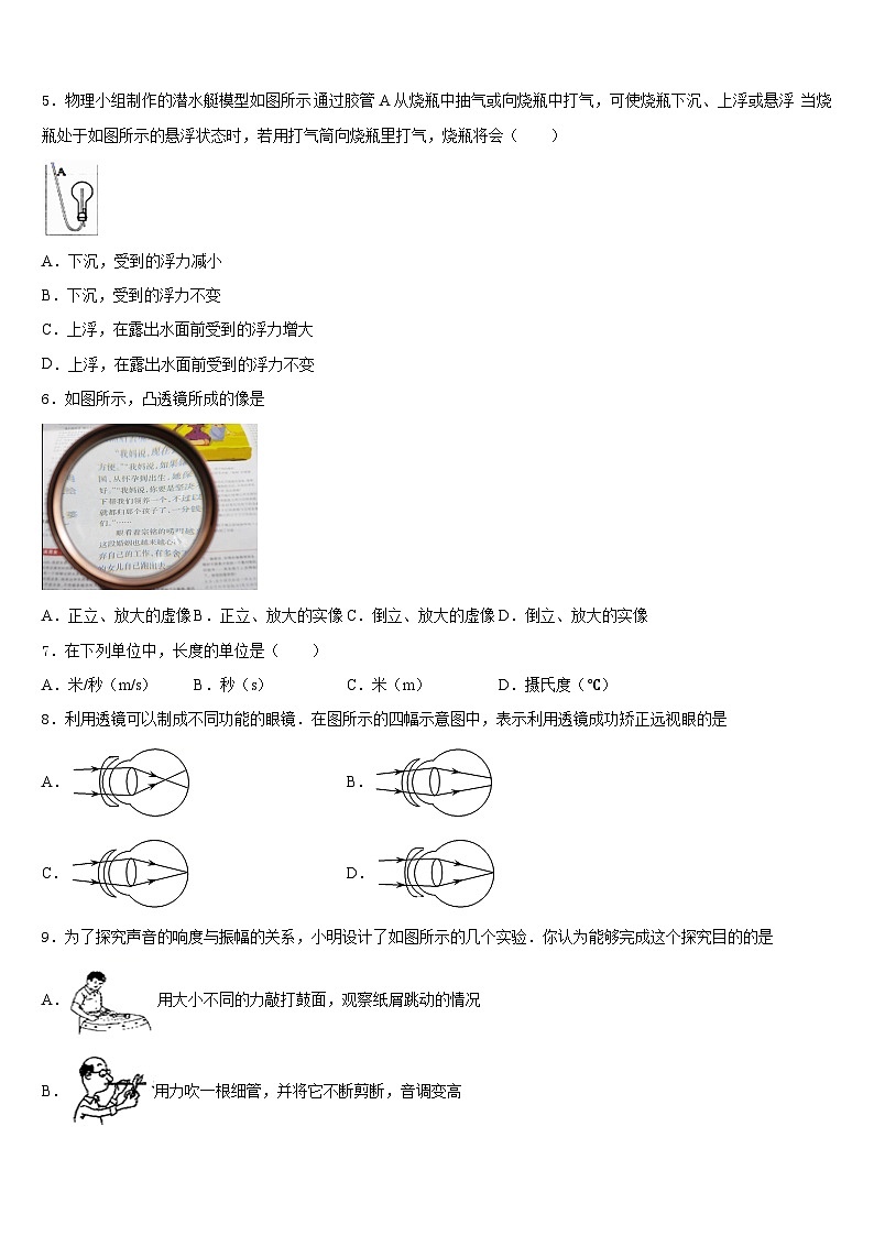 2023-2024学年湖南省郴州市物理八上期末综合测试模拟试题含答案第2页