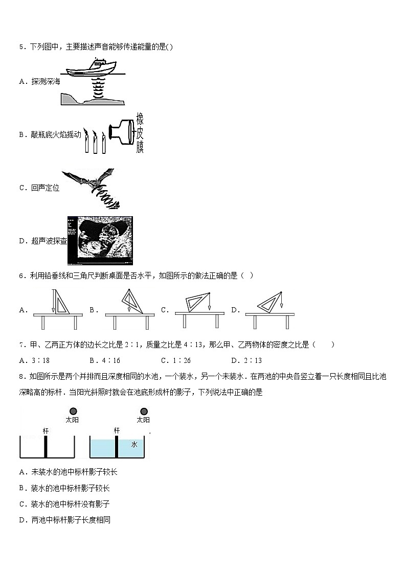 2023-2024学年湖南省郴州市资兴市兴华实验学校物理八年级第一学期期末考试试题含答案第2页