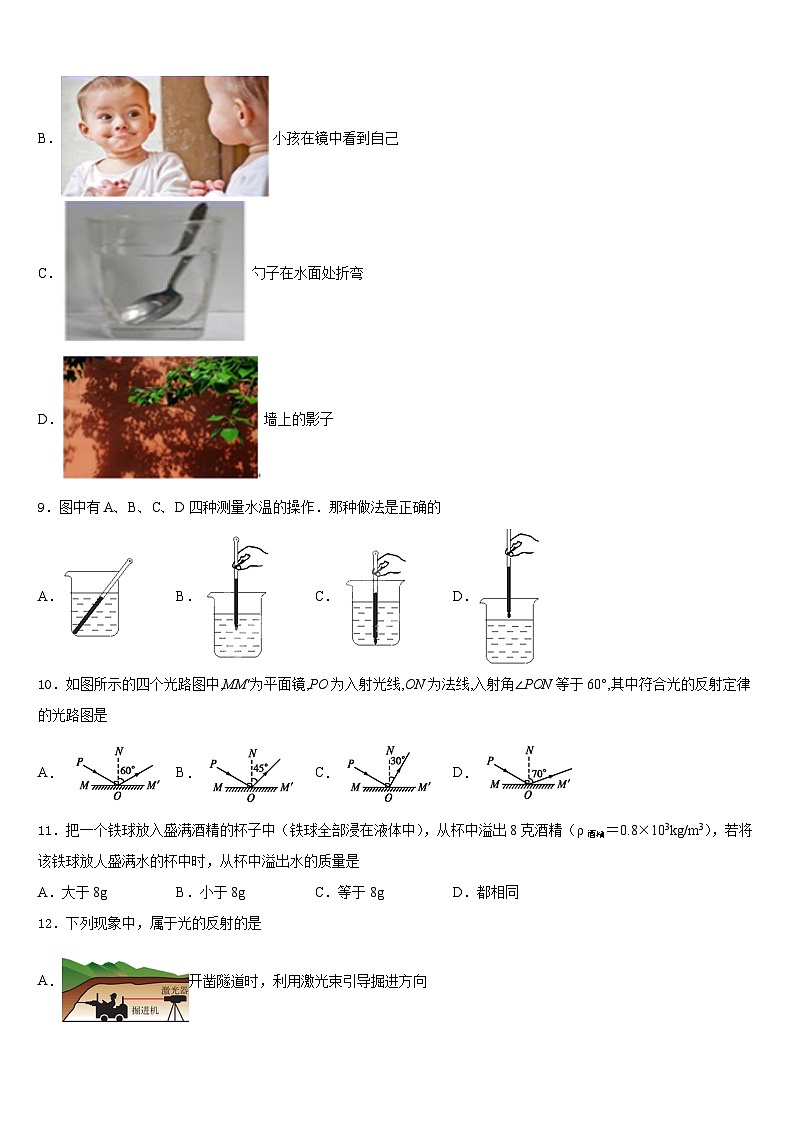 2023-2024学年湖南省衡阳市部分中学八年级物理第一学期期末教学质量检测试题含答案第3页