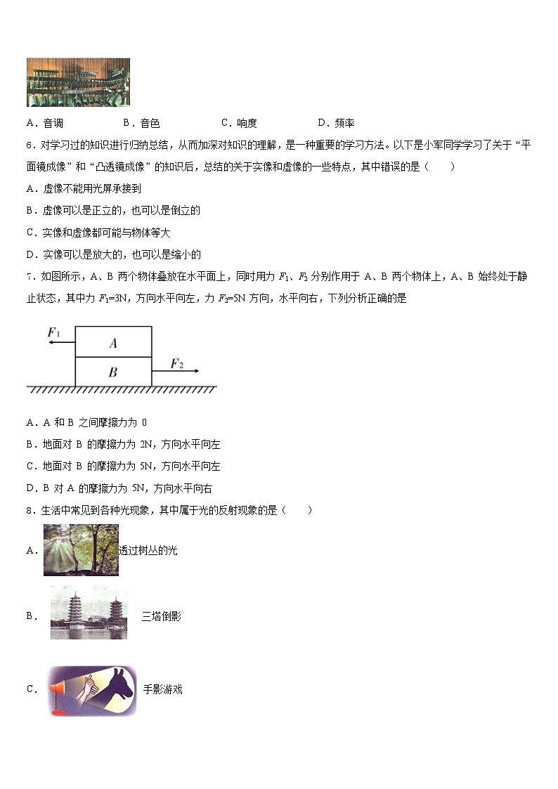 2023-2024学年湖南省衡阳市耒阳市物理八上期末检测模拟试题含答案第2页