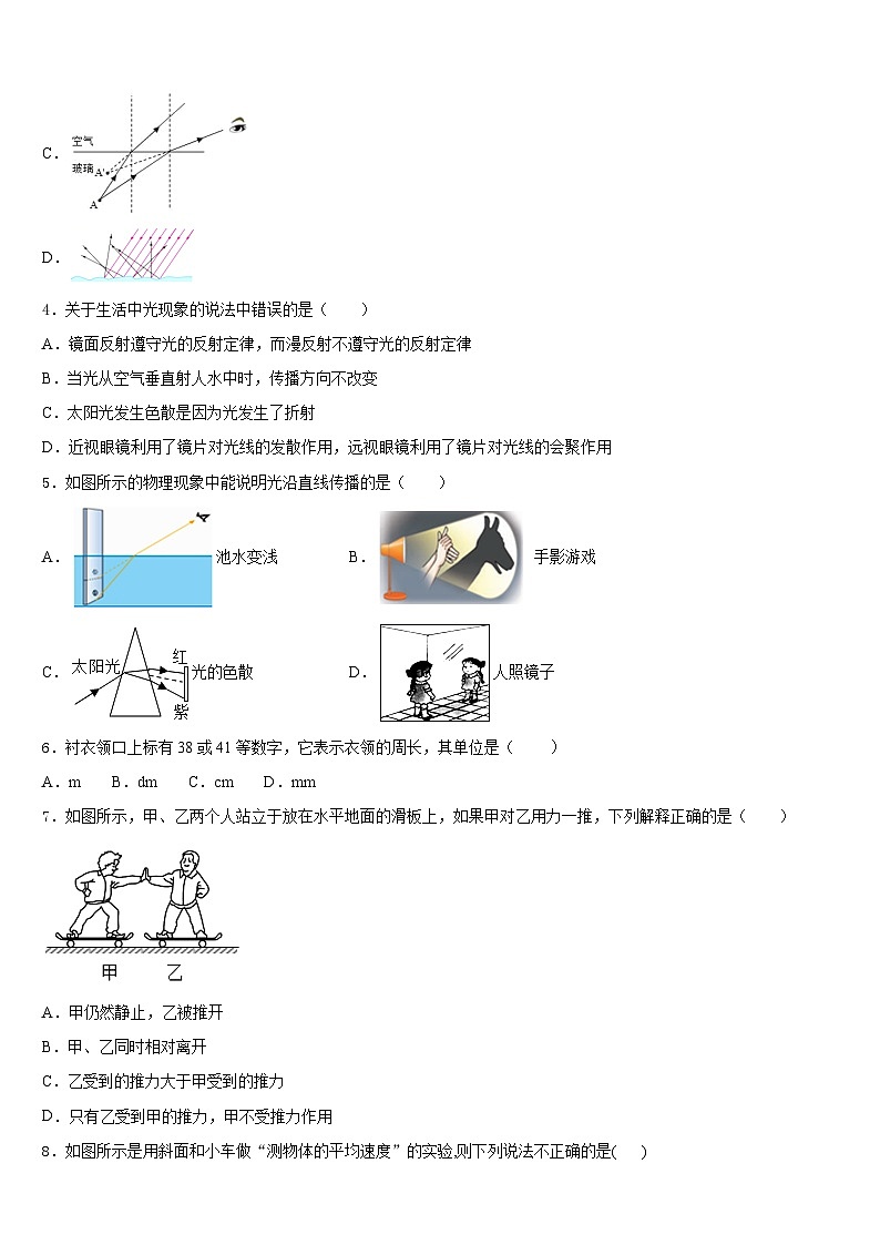 2023-2024学年湖南省邵阳市第十一中学八上物理期末质量跟踪监视模拟试题含答案第2页