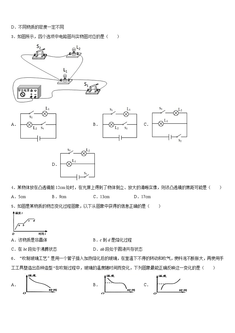 2023-2024学年湖南省邵阳市邵阳县物理八年级第一学期期末教学质量检测模拟试题含答案第2页