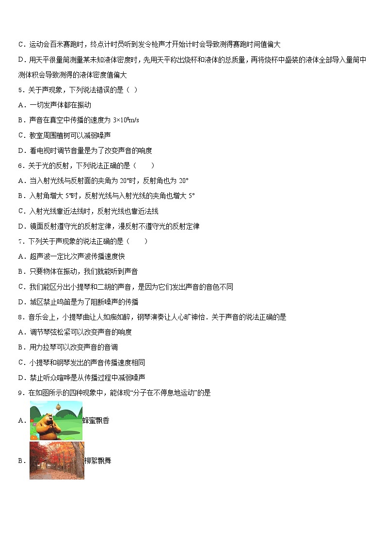 2023-2024学年湖南省邵阳市绥宁县八年级物理第一学期期末复习检测试题含答案第2页
