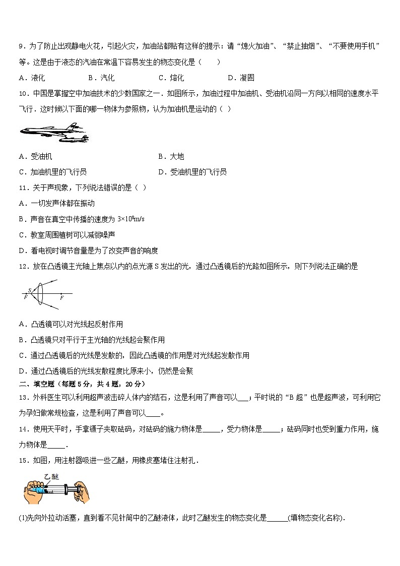 2023-2024学年湖南省益阳市物理八上期末检测试题含答案第3页