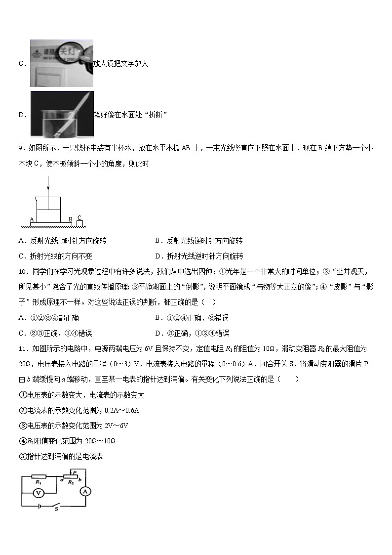 2023-2024学年湖南省长沙市长雅中学八上物理期末学业质量监测模拟试题含答案第3页
