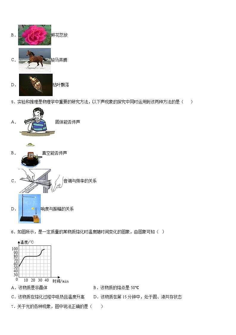 2023-2024学年湖南省长沙市湘一芙蓉、一中学双语学校八上物理期末综合测试试题含答案第2页