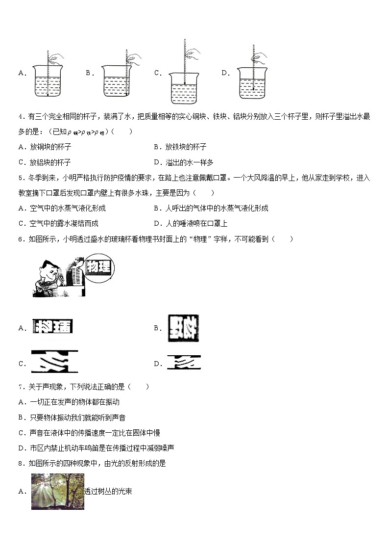 2023-2024学年湖南省长沙市周南石燕湖中学物理八年级第一学期期末质量跟踪监视模拟试题含答案第2页