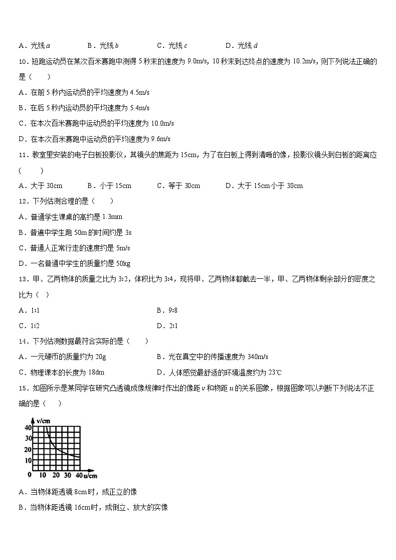 2023-2024学年湖南省长沙县物理八上期末监测试题含答案03