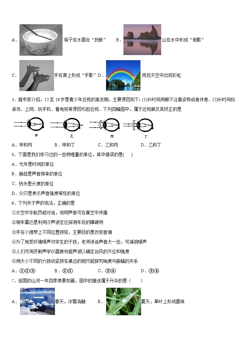 2023-2024学年湖南省长沙市长郡教育集团八上物理期末综合测试模拟试题含答案02