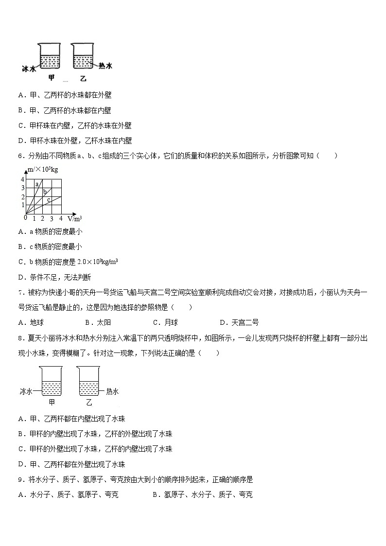 2023-2024学年湖南省长沙市长郡芙蓉中学八年级物理第一学期期末达标检测模拟试题含答案第2页