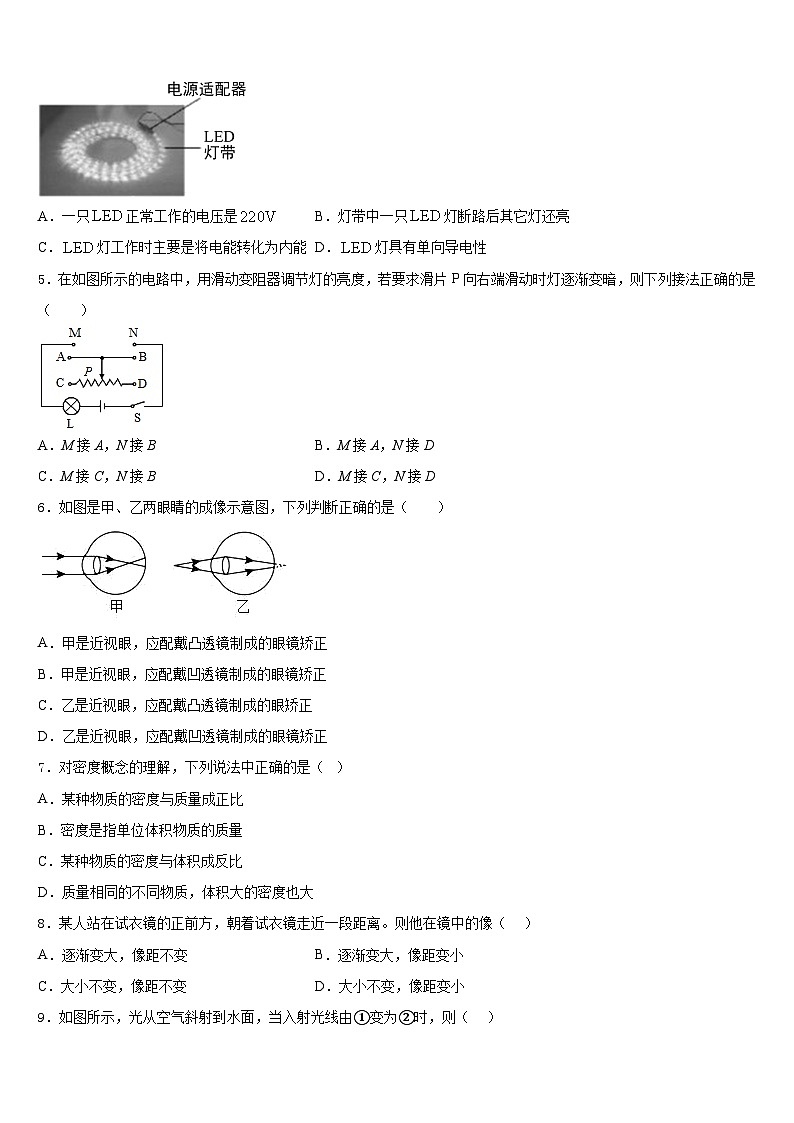 2023-2024学年广西钦州钦州港经济技术开发区五校联考八年级物理第一学期期末学业水平测试试题含答案第2页