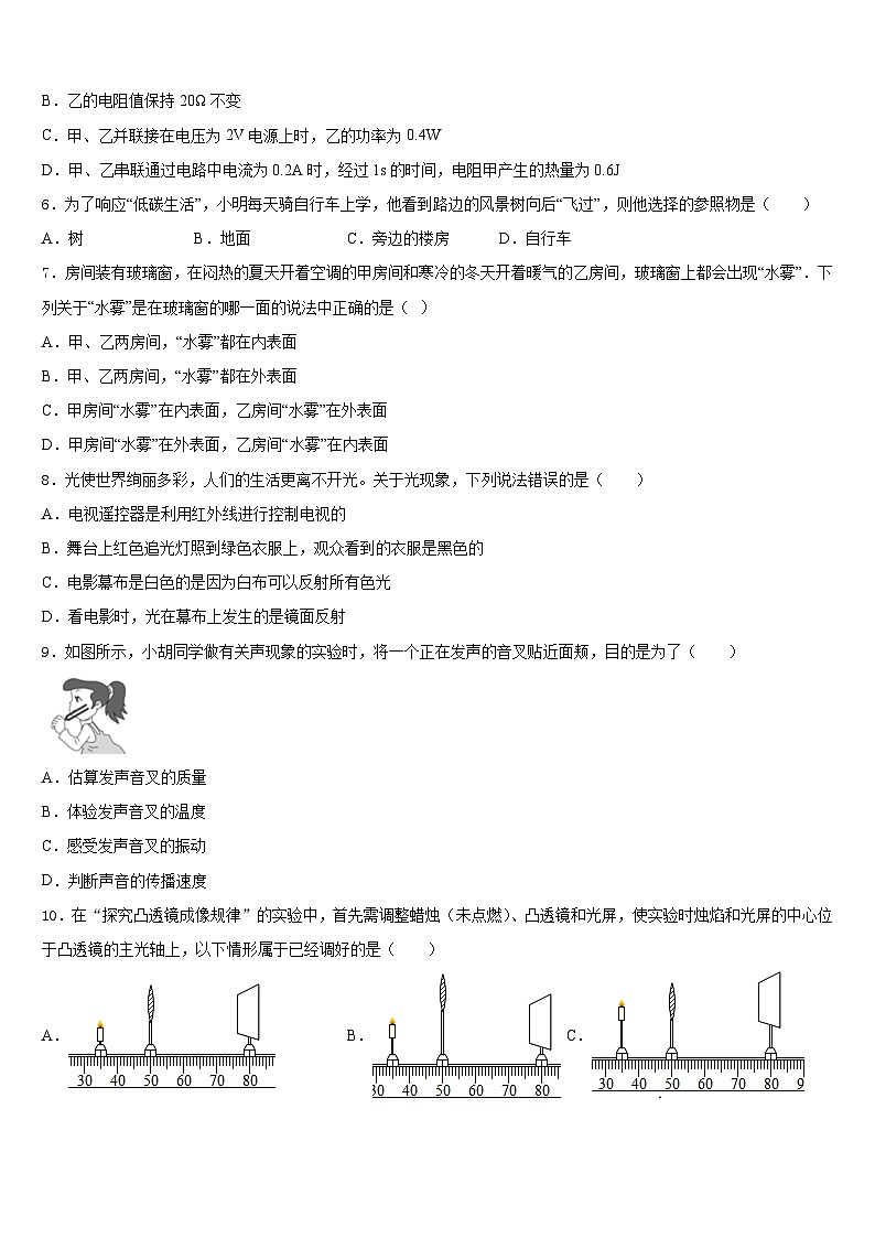2023-2024学年江苏省扬州市枣林湾学校八年级物理第一学期期末学业水平测试试题含答案02