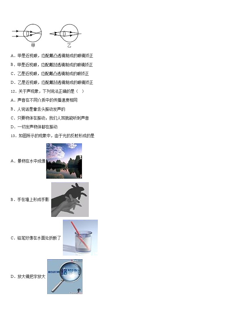 2023-2024学年江苏省扬州市竹西中学八年级物理第一学期期末学业水平测试试题含答案第3页