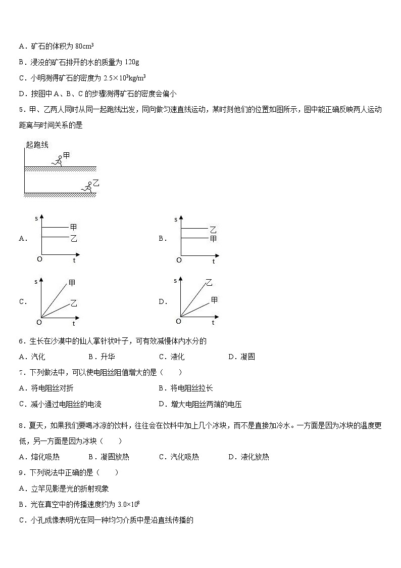 2023-2024学年河北省定州市第五中学八上物理期末学业水平测试试题含答案第2页