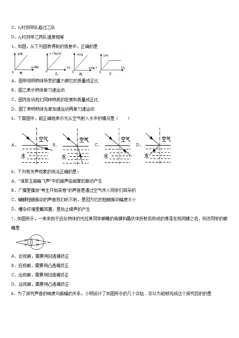 2023-2024学年河北省唐山市物理八年级第一学期期末学业水平测试模拟试题含答案第2页