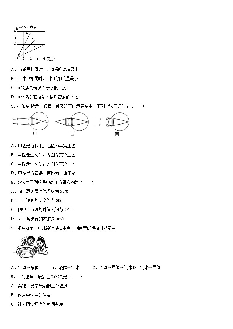 2023-2024学年浙江省宁波市慈溪市部分学校物理八上期末学业水平测试模拟试题含答案第2页