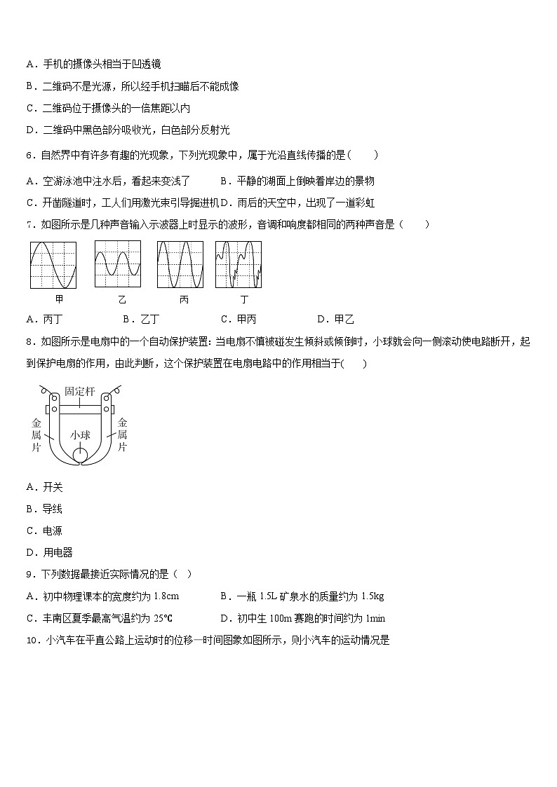 2023-2024学年湖南省长沙市实验中学八上物理期末学业水平测试试题含答案02