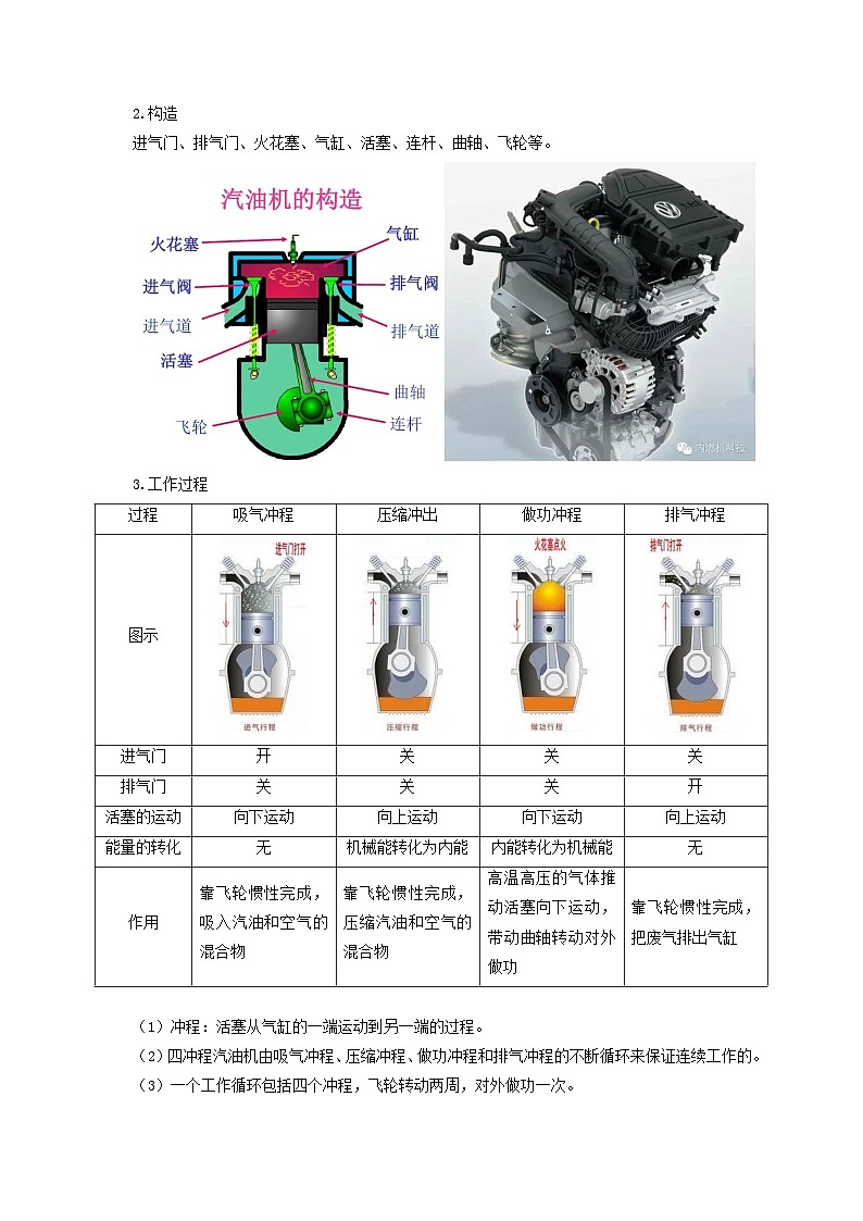 人教版九年级物理全一册通关讲义 第十四章   第一节  热机（双基过关+考点突破）（原卷版+解析版）第3页