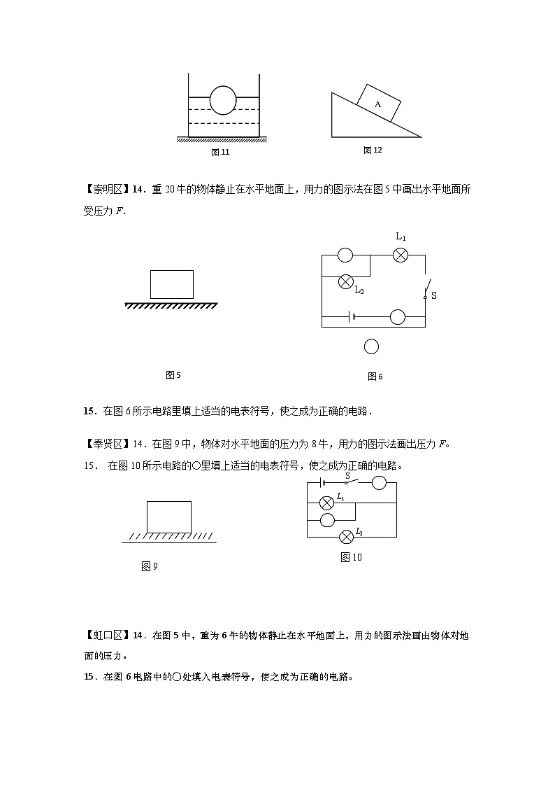 2024上海中考物理一模分类汇编--作图题汇编第2页