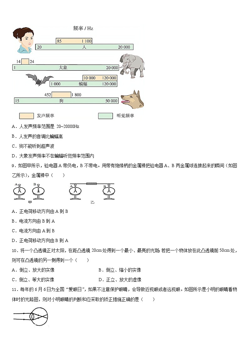 亳州市重点中学2023-2024学年八年级物理第一学期期末联考试题含答案第3页