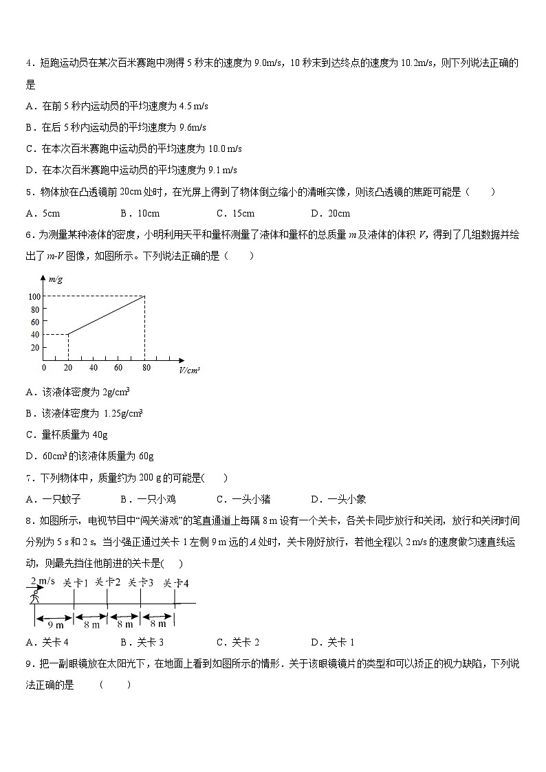 北京市朝阳区2023-2024学年物理八上期末质量跟踪监视试题含答案02