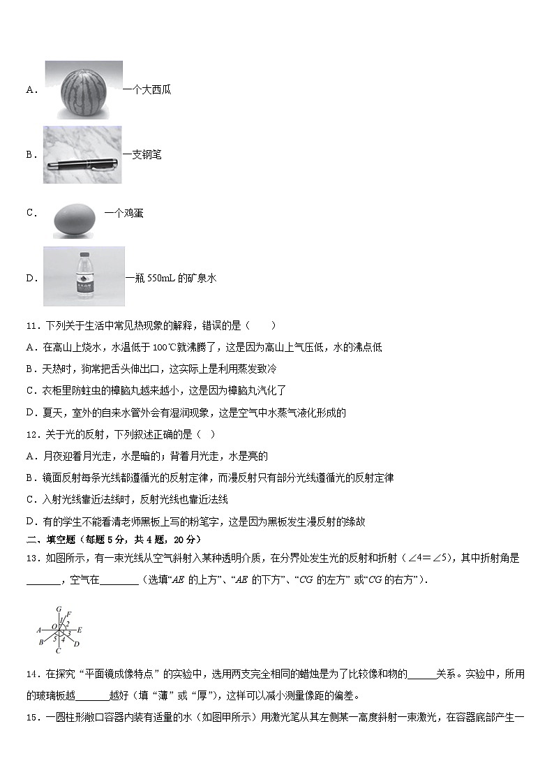 北京市房山区张坊中学2023-2024学年物理八年级第一学期期末综合测试模拟试题含答案第3页
