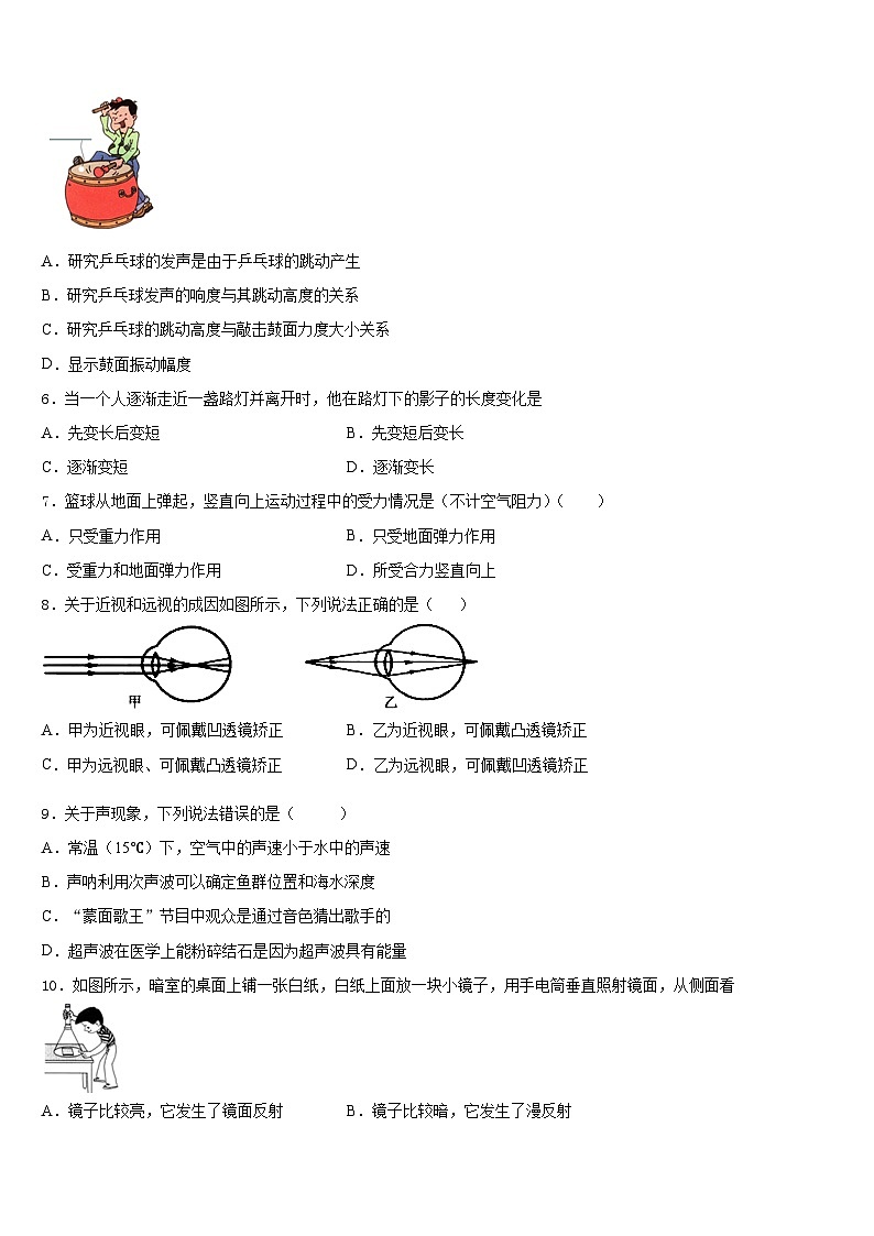 北京市海淀区首师大附2023-2024学年物理八年级第一学期期末调研模拟试题含答案第2页