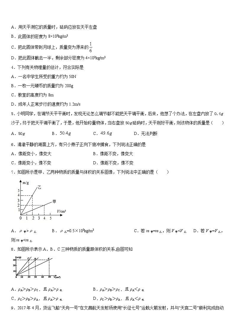 北京市中学国人民大附属中学2023-2024学年物理八年级第一学期期末质量检测模拟试题含答案02