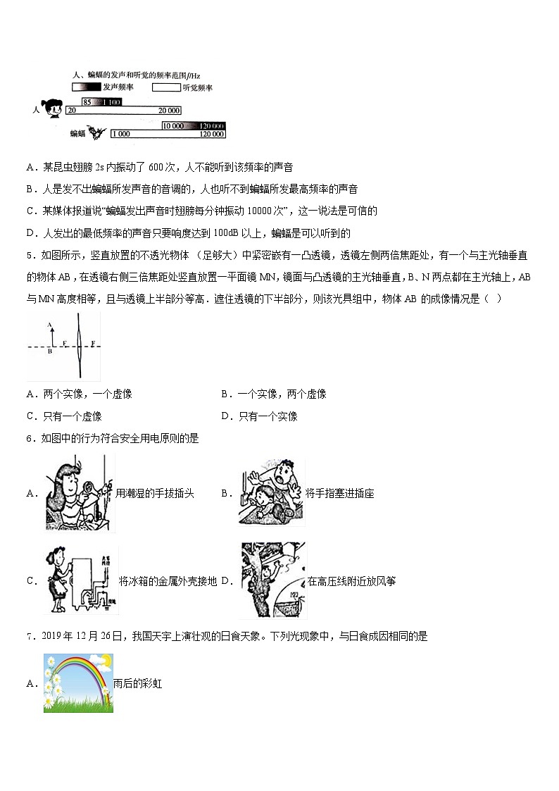 北京师范大附属中学2023-2024学年八上物理期末联考模拟试题含答案第2页