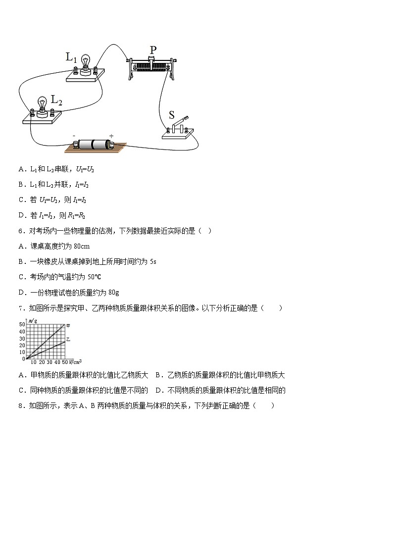 吉林省农安县三盛玉中学2023-2024学年物理八年级第一学期期末达标检测试题含答案第2页