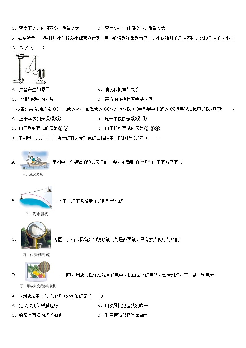 吉林省东北师范大附属中学2023-2024学年八上物理期末统考模拟试题含答案02