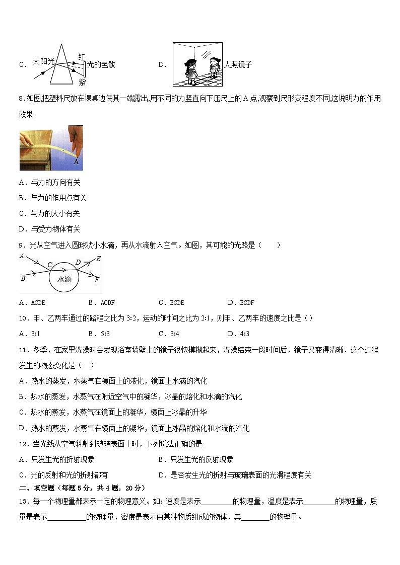 南省郴州市2023-2024学年物理八上期末质量检测模拟试题含答案第3页