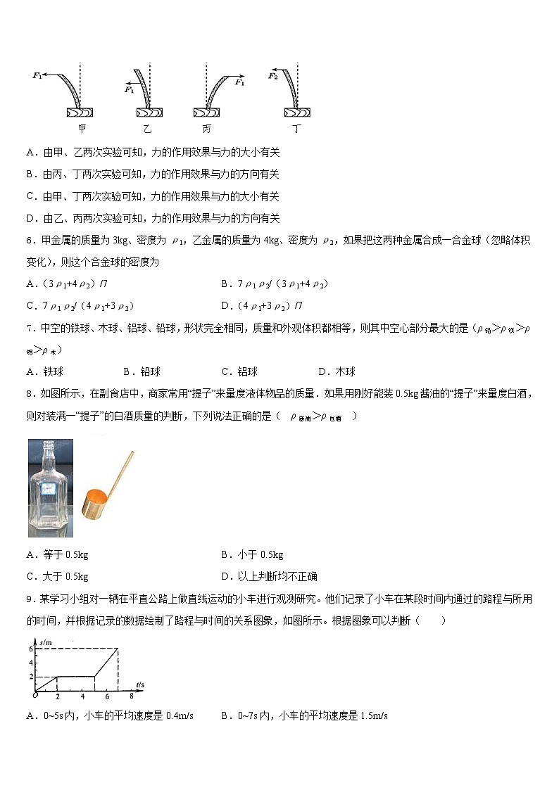 吉林省长白县联考2023-2024学年物理八年级第一学期期末综合测试模拟试题含答案第2页